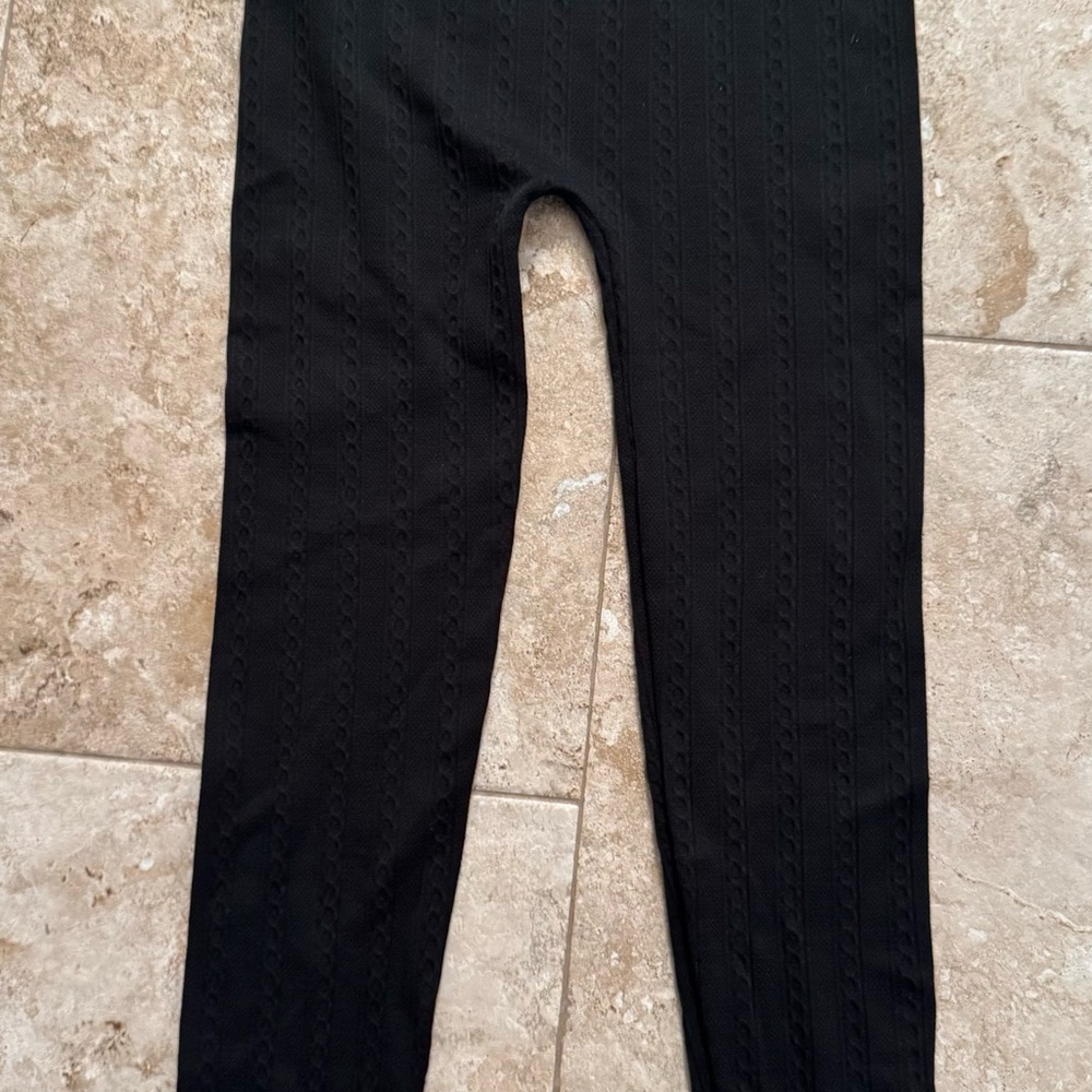 Black Textured Leggings